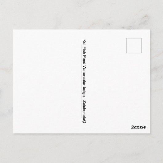 Koi Fish Pond beige Waterverf Briefkaart (Achterkant)