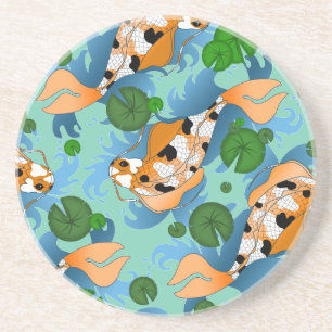 Koi Fish & Pond Lilies - Aangepast Zandsteen Onderzetter