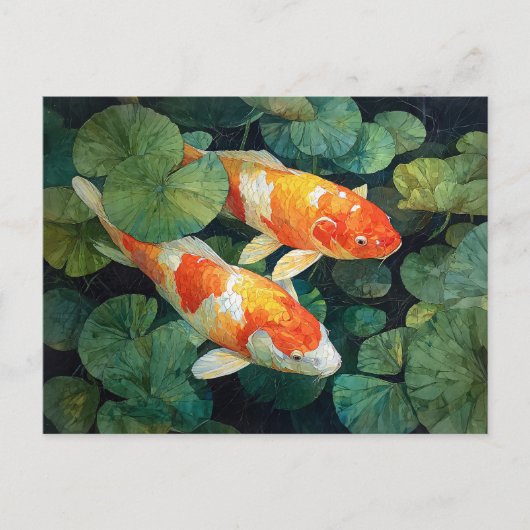 Koi Fish Pond Lily Pads Briefkaart (Voorkant)