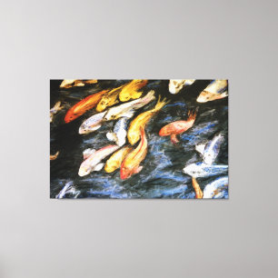 Koi Fish Pond Peinture Toile Enveloppée Imprimer