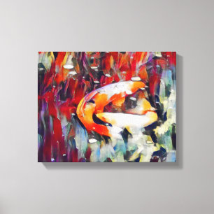 Koi Fish Pond Rug Area Binnen of Buiten Canvas Afdruk