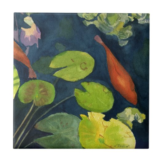 Koi FIsh pond Tegeltje (Voorkant)