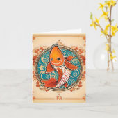 Koi Fish Study B Carte de voeux pliée (Fleur jaune)