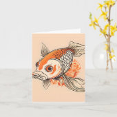 Koi Fish Study C Carte de voeux pliée (Fleur jaune)