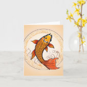 Koi Fish Study F Gevouwen Wenskaart Kaart (Gele Bloem)