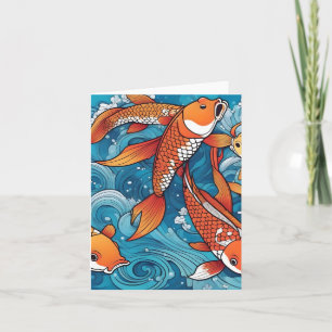 Koi Fish Study G Carte de voeux pliée