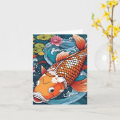 Koi Fish Study I Folt Carte de voeux (Fleur jaune)