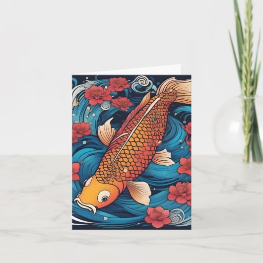 Koi Fish Study K Carte de voeux pliée (Devant)
