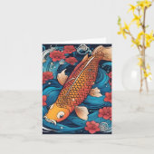 Koi Fish Study K Carte de voeux pliée (Fleur jaune)