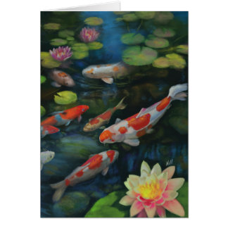 Koi Fish Swimming Lotus Flower Pond Zen Painting
