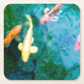 Koi Fish Vierkante Kartonnen Onderzetter (Voorkant)