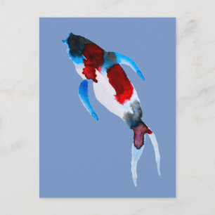 Koi fish waterverf fine art briefkaart
