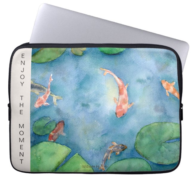 Koi Fish-Waterverf Laptop Sleeve (Voorkant)