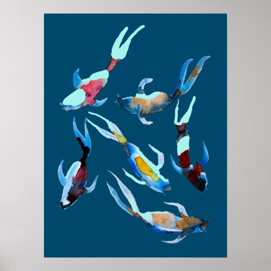 Koi Fish waterverf Poster (Voorkant)