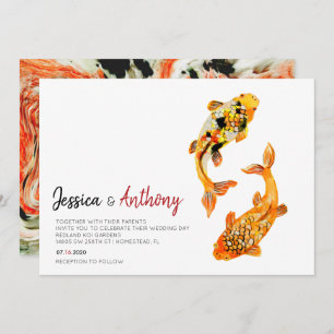 Koi Fish Wedding Invitation Kaart