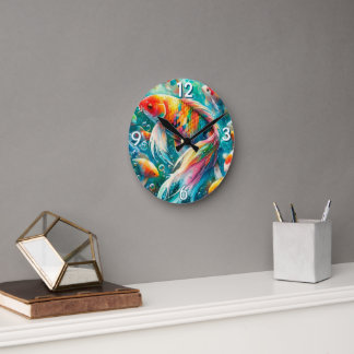 Koi Fish With Colorful Scales Wall Clock Ronde Klok