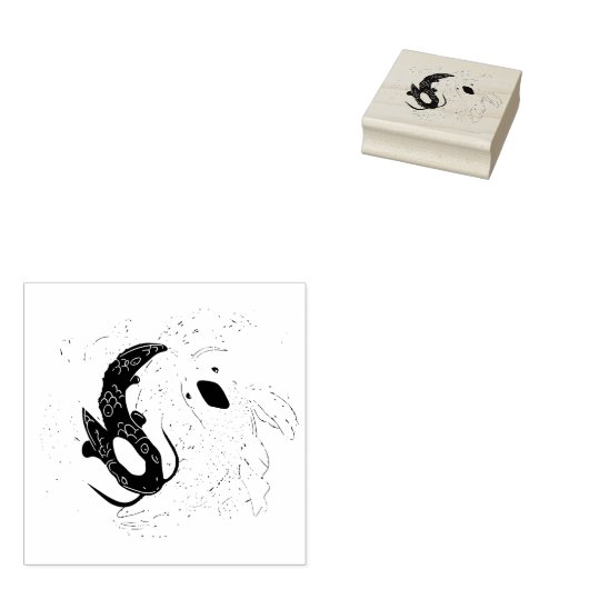 Koi Fish Yin Yang Rubberstempel (Gestempeld)