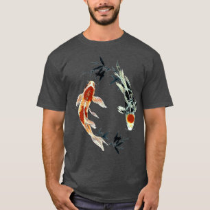 koi fish yin yang with bamboo t - shirts Premium