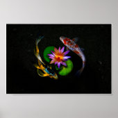 Koi Fish zwemt rond Lotus Flower in Zen Pond Poster (Voorkant)