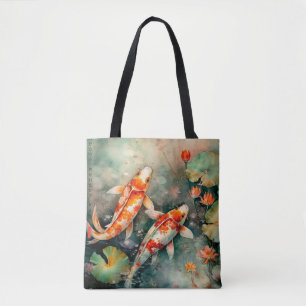 Koi fishes japanse all-over print draagtas