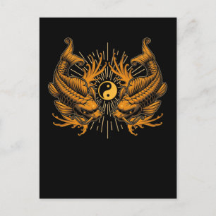 Koi Fishes Ying en Yang Japan Fish Briefkaart