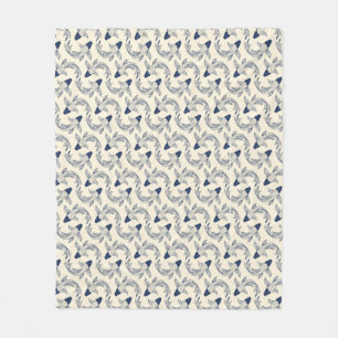 Koi Goudvis Golfpatroon in Blauw en Crème Fleece Deken