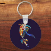 Koi in Space Glass Art Modern Sleutelhanger links (Voorkant)