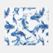 Koi indigo shibori fleece deken (Voorkant (Horizontaal))
