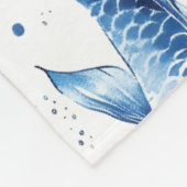 Koi indigo shibori fleece deken (Hoek)