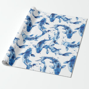 Koi indigo shibori-patroon cadeaupapier