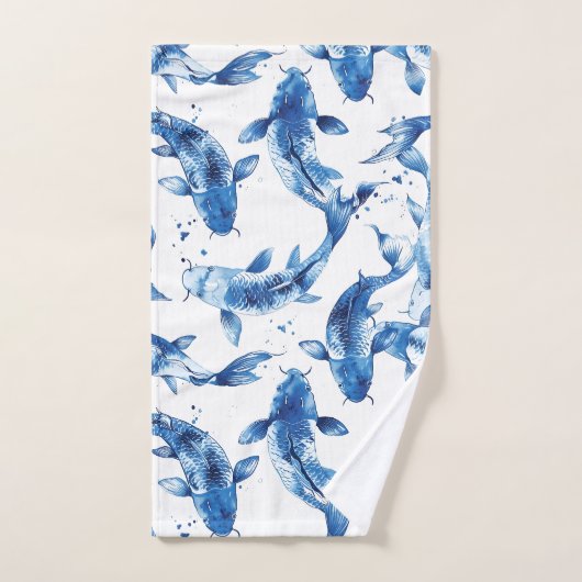 Koi indigo shibori-patroon handdoek (Handdoek)