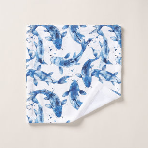 Koi indigo shibori-patroon washandje