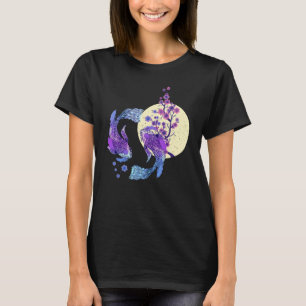 Koi Japanese Koi Carp Full Moon Yin Yang Cherry Bl T-shirt