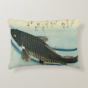 Koi (karper) - Japanse visafdruk van Hiroshige Accent Kussen