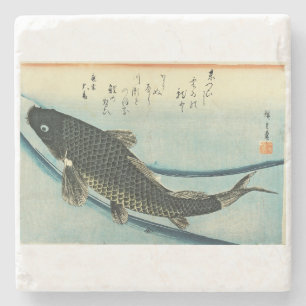 Koi (karper) - Japanse visafdruk van Hiroshige Stenen Onderzetter
