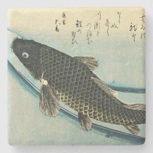 Koi (karper) - Japanse visafdruk van Hiroshige Stenen Onderzetter