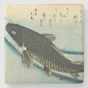 Koi (karper) - Japanse visafdruk van Hiroshige Stenen Onderzetter