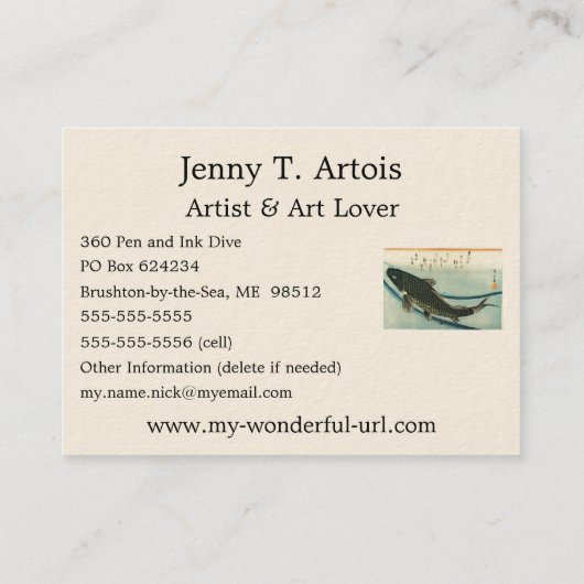 Koi (karper) - Japanse visafdruk van Hiroshige Visitekaartje (Achterkant)