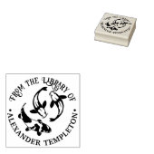 Koi Karper Vis Bibliotheek Boek Naam Rubberstempel (Gestempeld)