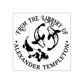 Koi Karper Vis Bibliotheek Boek Naam Rubberstempel (Afrduk)