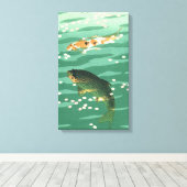 Koi Karper Visvijver  Classic Ukiyo-e Art Canvas Afdruk (Insitu (Houten vloer))