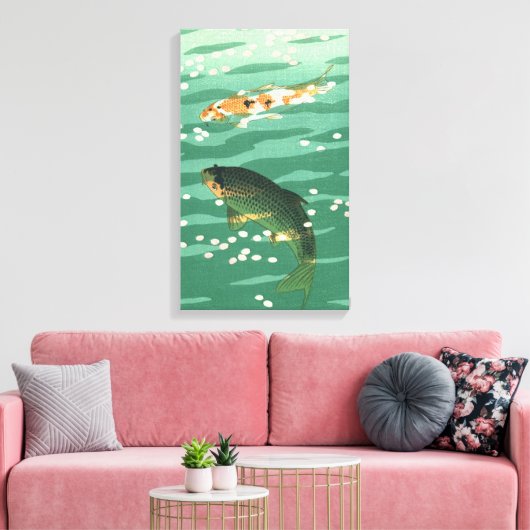 Koi Karper Visvijver  Classic Ukiyo-e Art Canvas Afdruk (Insitu (Woonkamer))