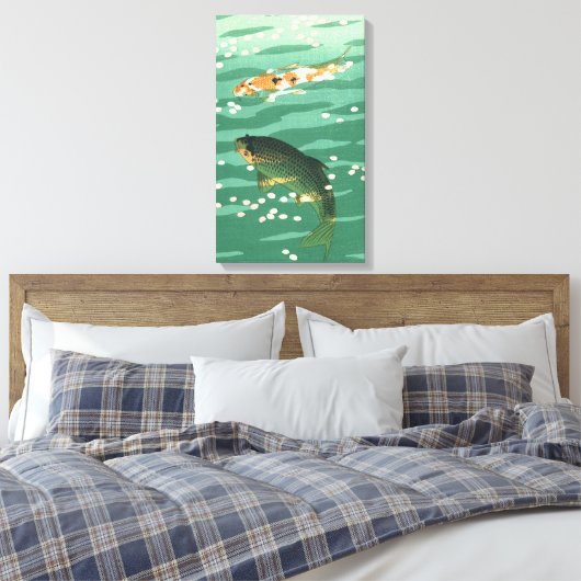 Koi Karper Visvijver  Classic Ukiyo-e Art Canvas Afdruk (Insitu (Slaapkamer))