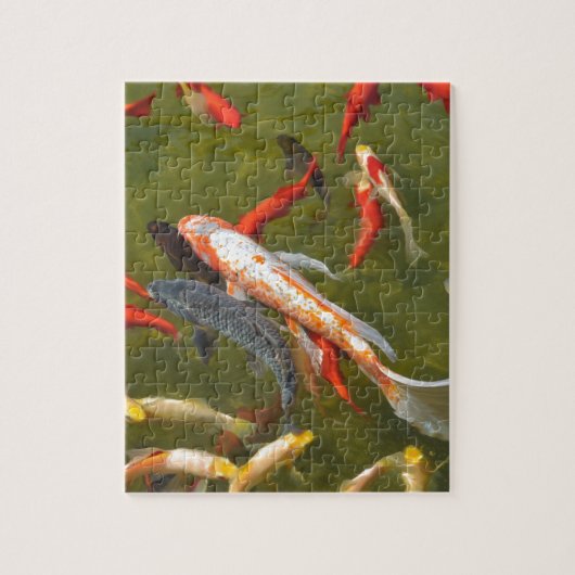 Koi-karpers in vijver legpuzzel (Verticaal)