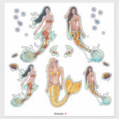 Koi mermaid golden mermaid art door Renee L Sticker (Vel)