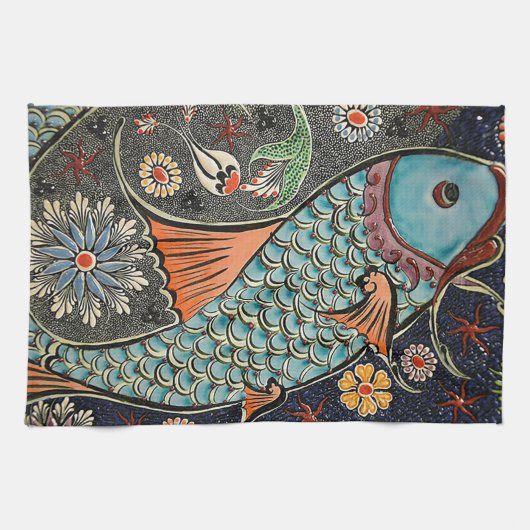 Koi Mosaic Theedoek (Horizontaal)