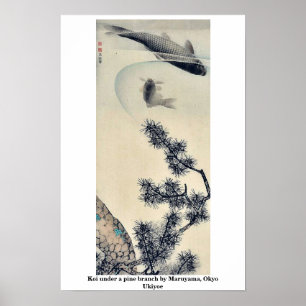 Koi onder een pijnboomleiding door Maruyama, Okyo Poster