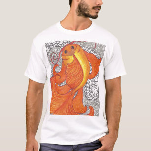 Koi op zwart en wit t-shirt