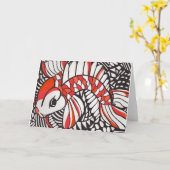 Koi orange sur la carte vierge (Fleur jaune)