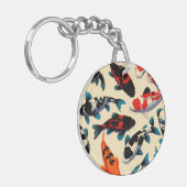 Koi Pattern Ronde Acryl Sleutelhanger (Voorkant Links)